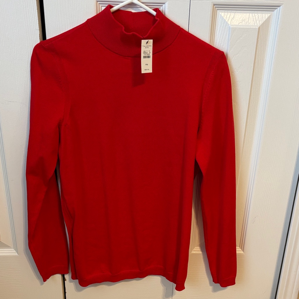 Talbots Petite M Red Turtleneck Sweater